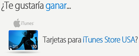 Gana tarjetas iTunes USA $10 USD con sólo darle like a nuestra página en Facebook!